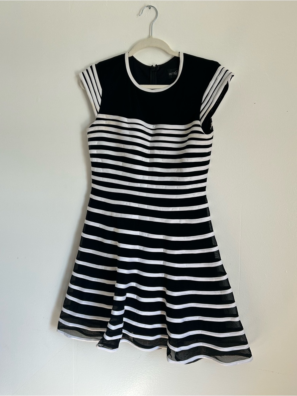 Betsy & Adam Black Dress with Subtle Stitch Detail